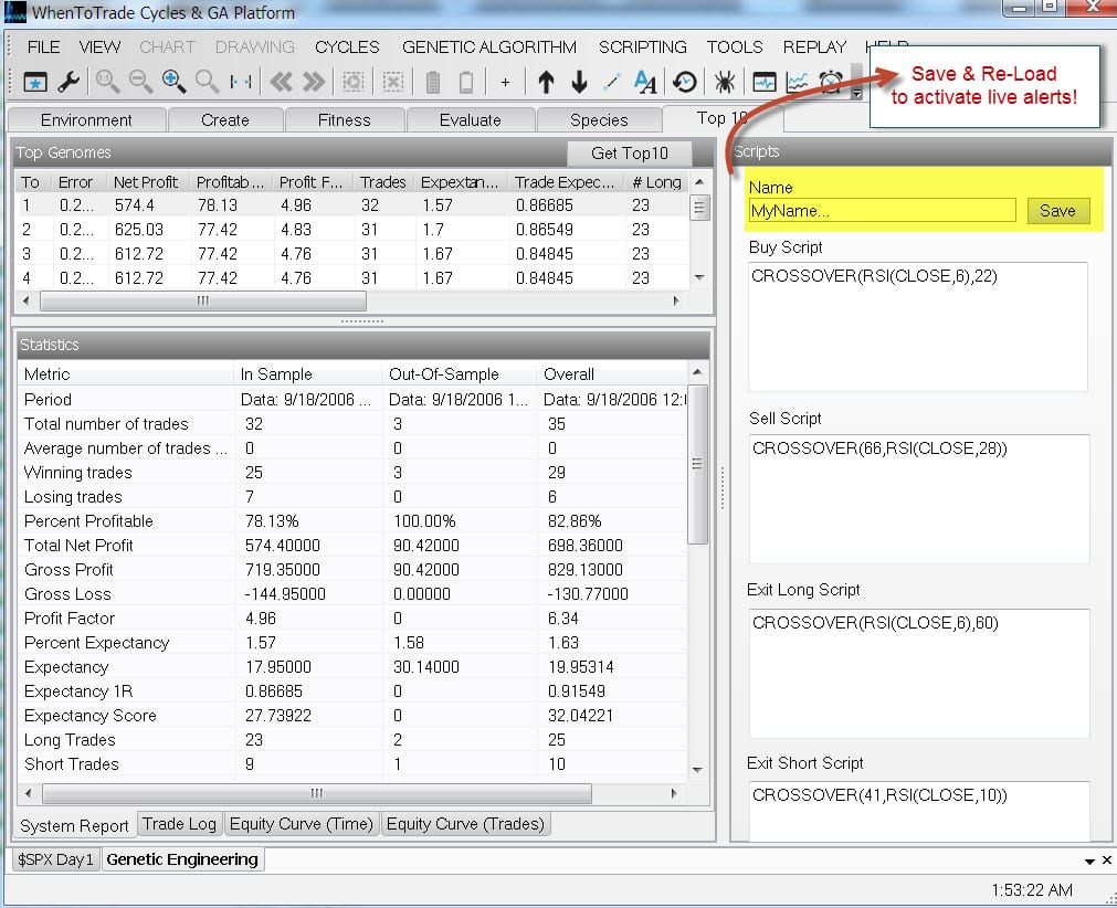 Trading strategies script
